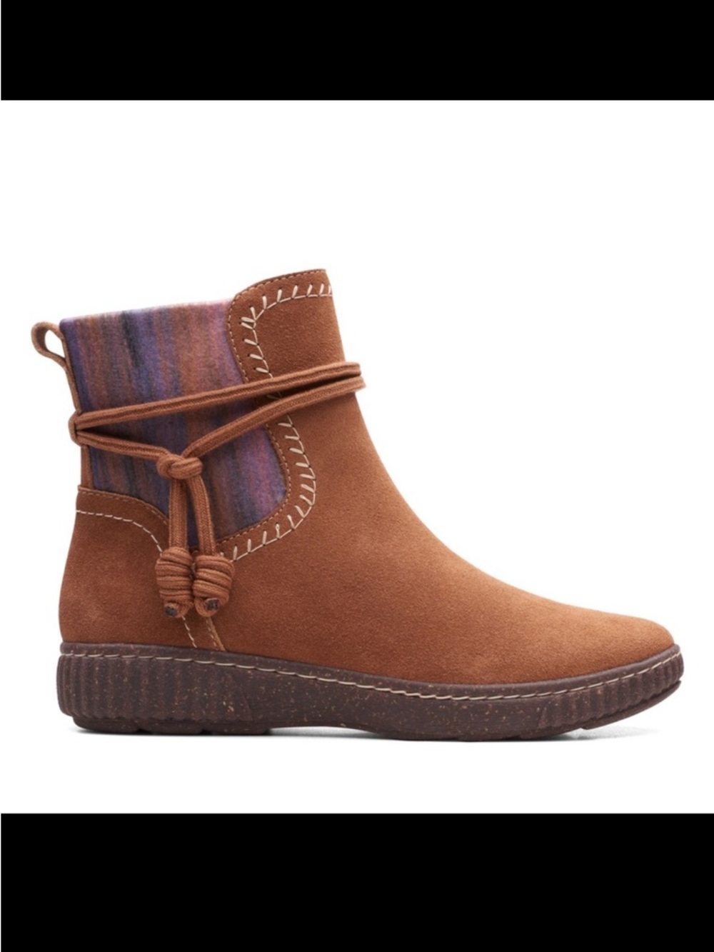 NEW CLARKS Women’s Brown Caroline Lily Round Toe Wedge Booties 8.5 WIDE shoes